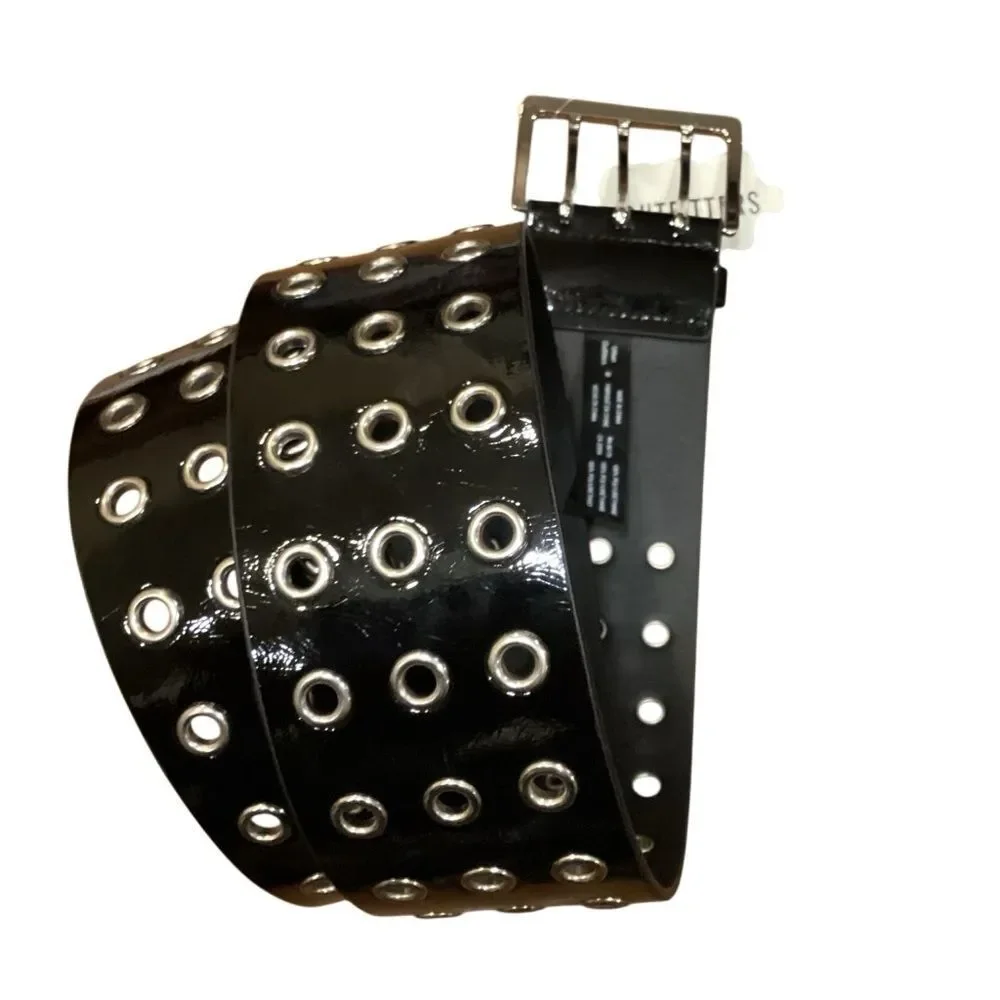 NWT UO Urban Outfitters Black Three ring GrommetTriple Eyelet Belt Size Medium